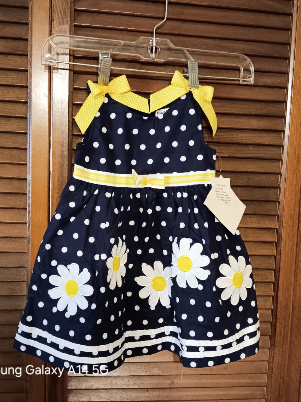 BLUEBERI BOULEVARD Girls 2T Navy White Polka Dot Daisy Sleeveless Dress NEW